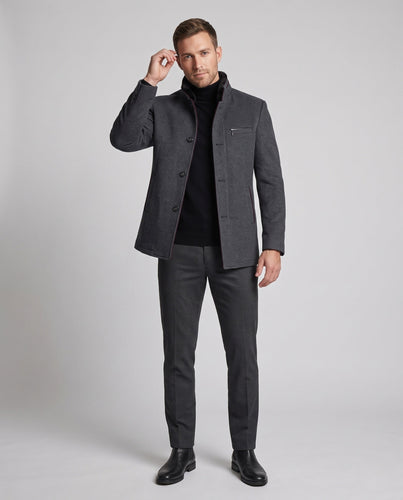 Herren Thermo-Wollmischung Mantel mit Teddyfutter und Stehkragen Shop Nory