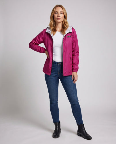 Frauen Leichter Kapuzen-Windbreaker mit Bedrucktem Futter, Wasserabweisend und Verpackbar Shop Nory