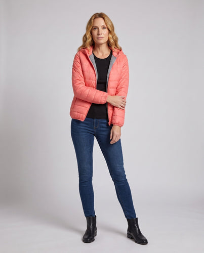 Damen ultraleichte gepolsterte Kapuzenjacke mit thermischem Futter und Slim Fit Shop Nory