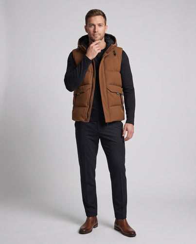 Herren gepolsterte Steppweste mit Kapuze, Mesh-Struktur und verdecktem Reißverschluss vorne Shop Nory