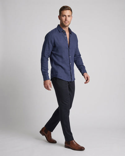 Herren Langarm-Oxfordhemd Aus Leinenmischung Mit Kentkragen Shop Nory