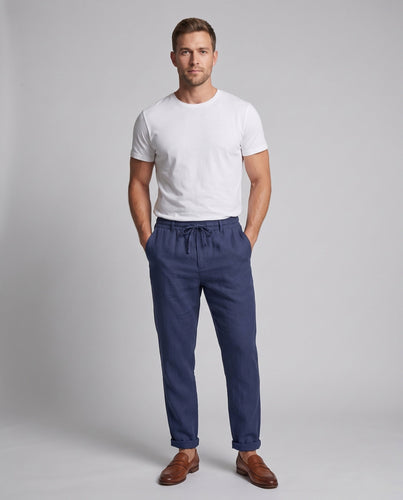 Herren Leichte Leinen Sommerhose mit elastischem Bund und Kordelzug Shop Nory