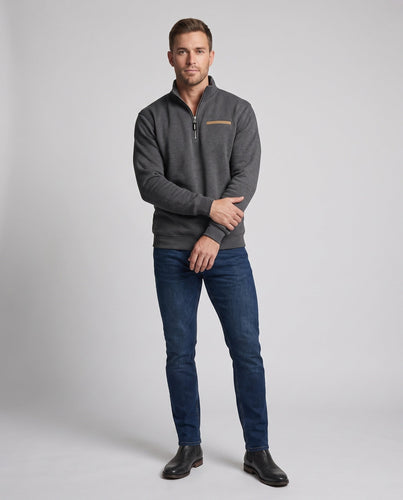 Herren Modernes Halbzip-Sweatshirt mit Stehkragen, Brusttasche und strukturierten Oberfläche Shop Nory