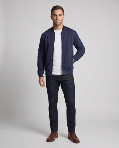 Herren Baumwollmischung Bomber Sweatjacke mit durchgehendem Reißverschluss und Seitentaschen Shop Nory