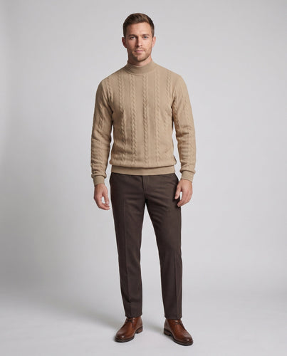 Herren Feine Kabelstrick Rollkragenpullover aus Baumwollmischung Regular Fit Shop Nory