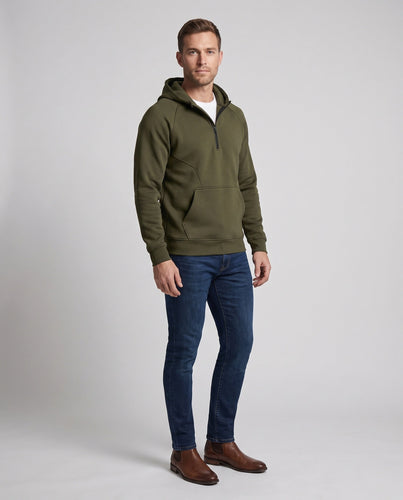 Herren Halb-Reißverschluss Hoodie mit Kängurutasche und kontrastierendem Rückenteil Shop Nory