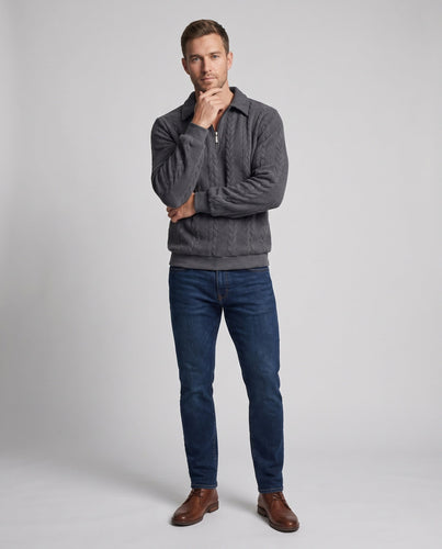 Herren Kabelstrick Halbfinger Sweater mit Hemdkragen Shop Nory