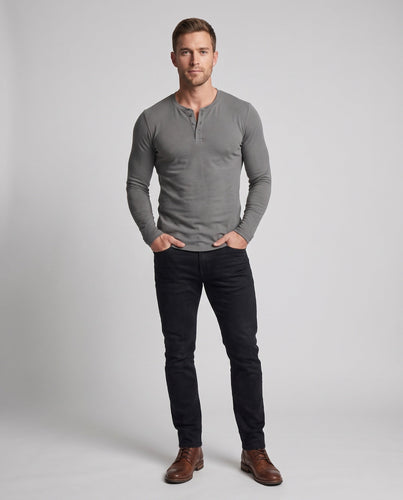 Männliches Langarm-Henley-Hemd mit tailored Schnitt aus Baumwollmischung mit Knopfverschluss Shop Nory