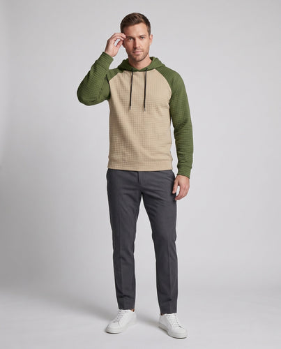 Herren Raglan Hoodie mit strukturiertem Waffel-Look und kontrastierenden Ärmeln Shop Nory