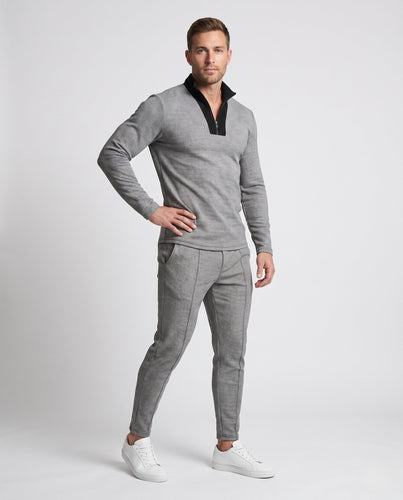 Herren Slim-Fit Half-Zip Lounge Set aus feinem strukturiertem Jersey mit schmalen Tapered Jogger Shop Nory