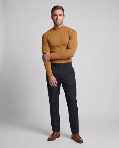 Herren Slim-Fit Kurzer Stehkragenpullover aus feinem Strick Shop Nory