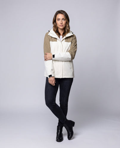 Damen leichte zweischichtige Kapuzenjacke mit winddichter Membran und funktionalen Reißverschlusstaschen Shop Nory