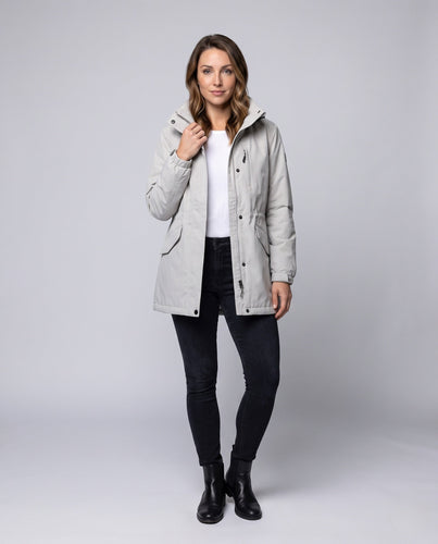 Damen Leichter Wasserdichter Parka mit Kapuze, Stehkragen und Taillierter Passform Shop nory