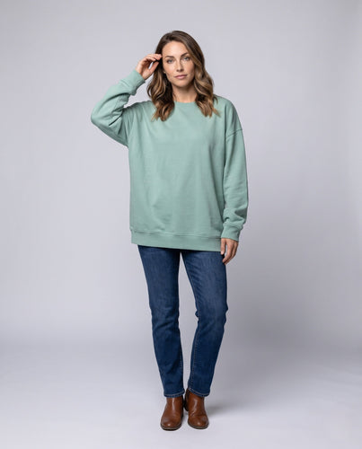Damen Oversized Sweatshirt mit Rundhalsausschnitt und Drop-Shoulder Shop Nory