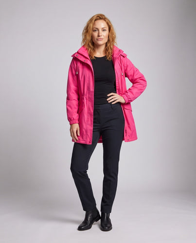 Damen wasserabweisender Parka mit Kapuze, Kordelzug-Taille und Klapptaschen Shop nory