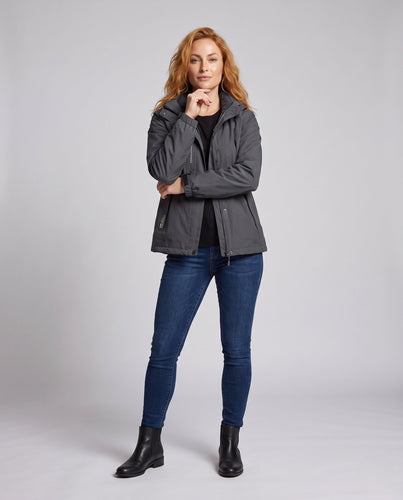 Damen wasserdichte, gepolsterte Winterjacke mit Kapuze und wärmendem Fleece-Futter Shop nory