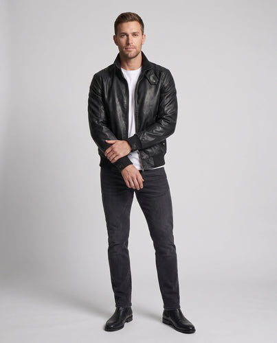 Herren Aviator Kunstlederjacke mit Thermo Sherpa Futter und Stehkragen Shop nory