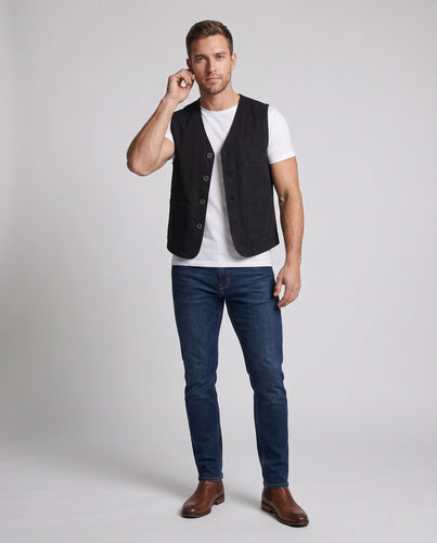 Herren Baumwoll-Canvas-Weste mit V-Ausschnitt und multifunktionalen Taschen Shop nory