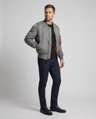 Herren-Bomberjacke im Fliegerstil mit kontrastierendem Innenfutter und Armeltasche Shop nory