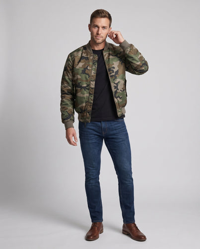 Herren Camouflage Flug-Bomber mit Utility-Arm-Tasche und gerippten Bündchen Shop nory