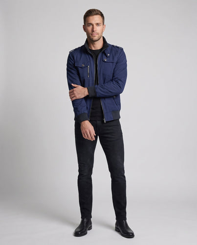 Herren Utility-Style Canvas-Feldjacke mit Schulterklappen, Reißverschluss und gerippten Bündchen Shop nory