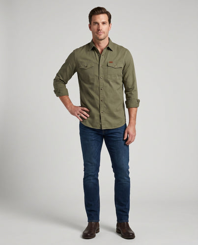 Herren Canvas Utility Overshirt mit Brusttaschen und lässigem Hemdkragen Shop nory