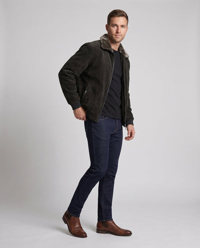 Männer Cord Bomberjacke mit Teddy-Futter und Kunstfellkragen Shop nory