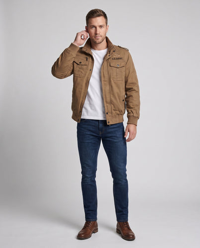 Herren Feld-Bomberjacke im militärischen Look mit Stehkragen und Schulterklappen Shop Nory