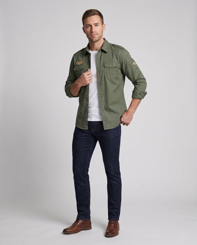 Herren Feldhemd im Militärlook mit Schulterklappen und Klappentaschen Shop nory
