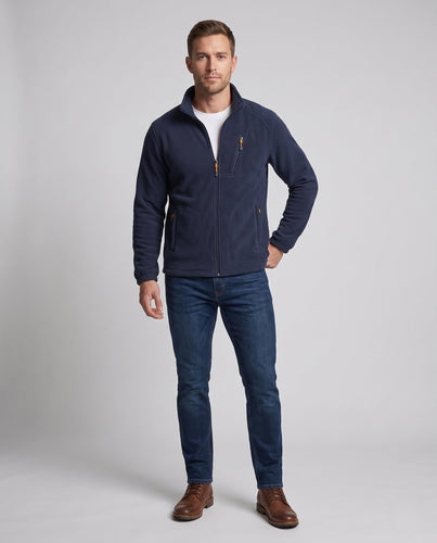 Herren Fleecejacke mit wärmender Innenseite, Stehkragen und Reißverschlusstaschen Shop nory