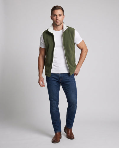 Herren Fleece-Weste mit hochstehendem Kragen, durchgehendem Reißverschluss und Seitentaschen Shop nory