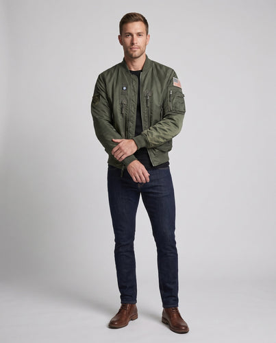 Herren Utility Stil Bomberjacke mit Ärmelorganizer und Reißverschlusstaschen Shop nory