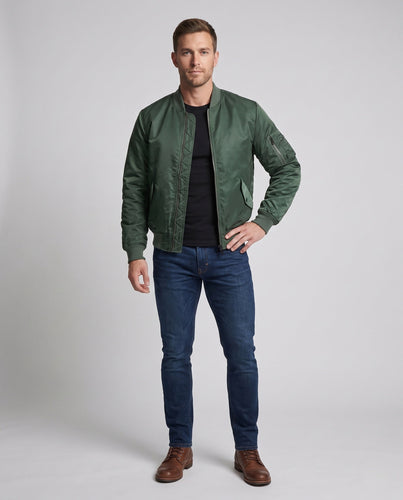 Herren gepolsterte Bomberjacke mit gestepptem thermischem Futter und Utility-Tasche am Ärmel Shop nory
