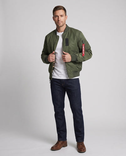 Herren gepolsterte Bomberjacke mit Camouflage-Futter und Aviator-Stil Armtasche Shop nory