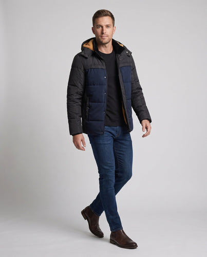 Damen gesteppte Parka mit Teddy-Futter und meliertem Vorderteil Shop nory