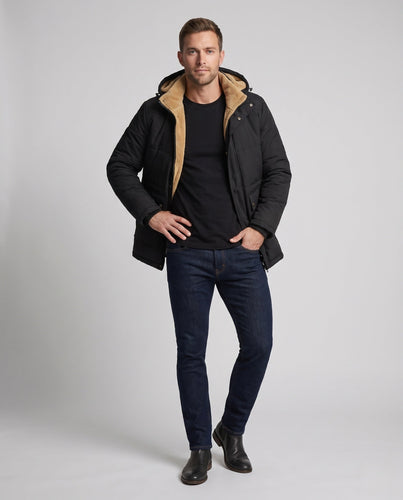Herren Parka mit Kapuze und Fleece-Futter aus Teddy und thermischer Isolierung Shop nory