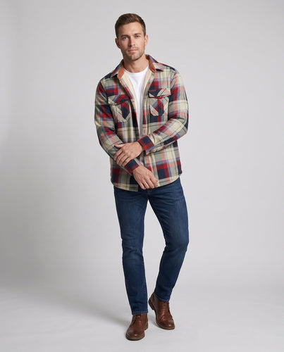 Herren kariertes Überhemd-Jacke mit warmem Teddy-Futter und Klappentaschen Shop nory