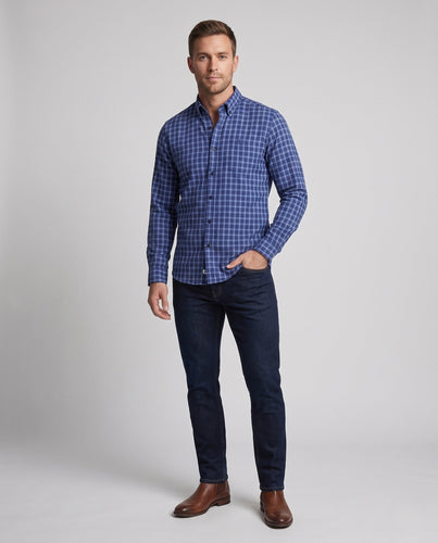 Herren kariertes Langarmshirt aus Baumwollmix mit Kent-Kragen Shop nory