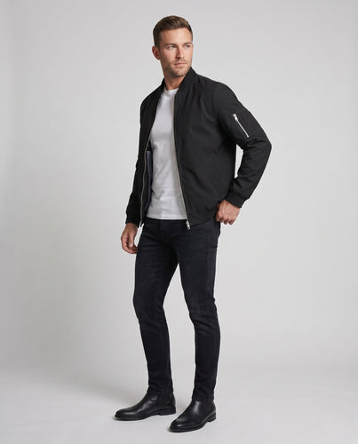 Herren kurze cropped Bomberjacke im Pilotenstil mit Taschen auf dem Arm und gerippten Bündchen Shop nory
