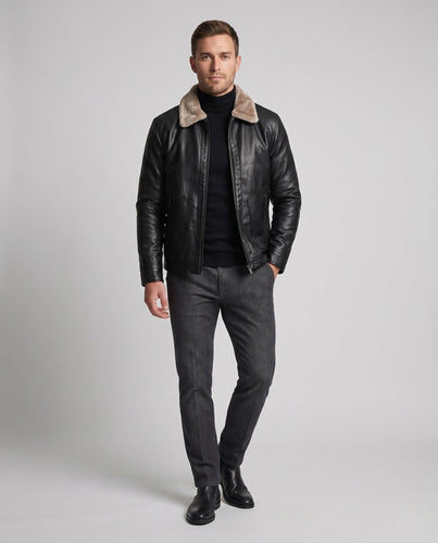 Herren Kurzjacke im Aviator-Look mit Kunstfellkragen und wärmender Polsterung Shop nory