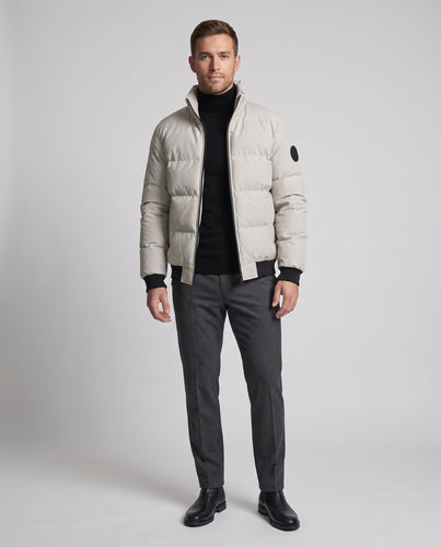 Männer Kurzparka Stil Pufferjacke mit winddichter Außenschicht und gerippten Bündchen Shop nory