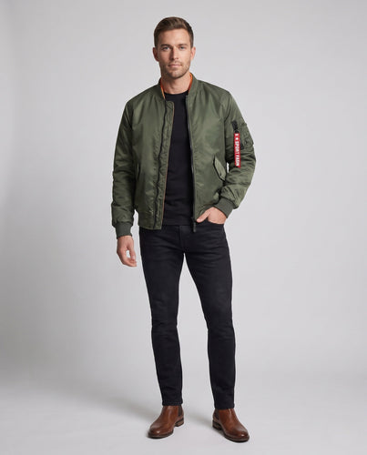 Herren Leichte Nylon Flug Bomberjacke mit Ärmel Utility Tasche Shop nory