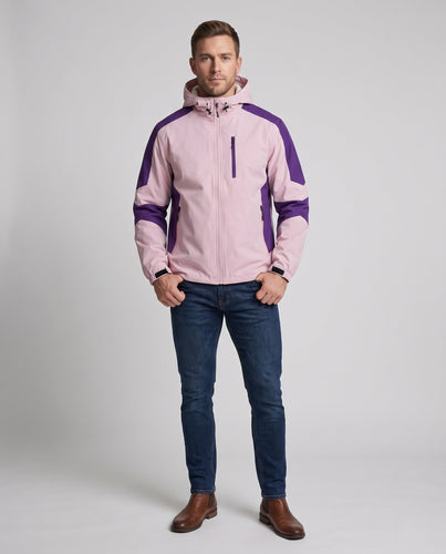 Leichte wasserabweisende Kapuzen-Softshelljacke für Herren mit Kontraststreifen und Brustreißverschluss Shop nory
