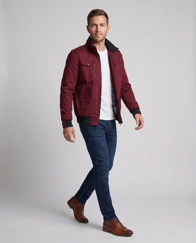 Leichte Baumwoll-Canvas-Blouson für Herren mit kariertem Futter und gerippten Bündchen Shop nory