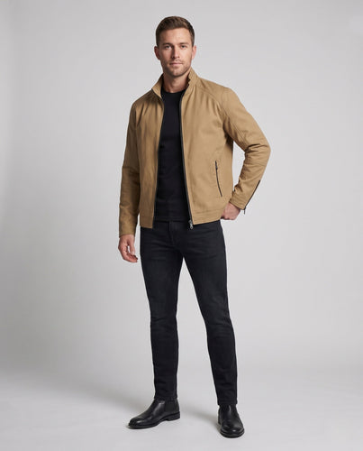 Herren leichte Baumwollmischung Utility-Jacke mit Stehkragen und Reißverschluss Shop Nory