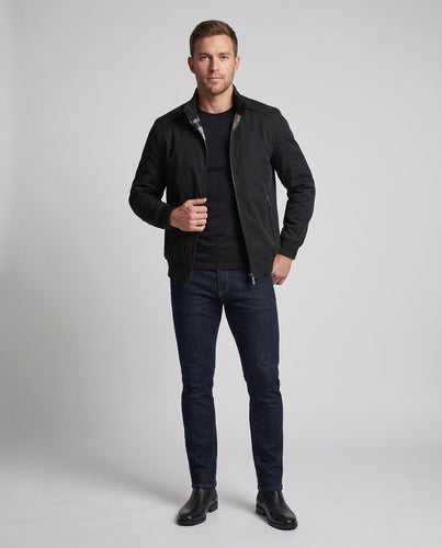 Herren Leichte Bomberjacke mit kariertem Futter, Stehkragen und Reißverschluss Shop nory