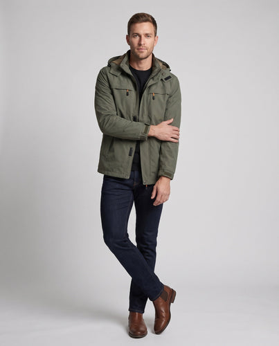 Leichte Herren-Hoodie-Canvas-Jacke mit verdecktem Reißverschluss vorne und Brustreißverschlüssen Shop nory