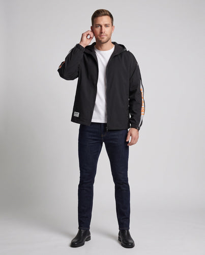 Herren leichte Kapuzenbluse mit seitlichem Reißverschluss, Ärmeln und Tape-Einsatz Shop nory