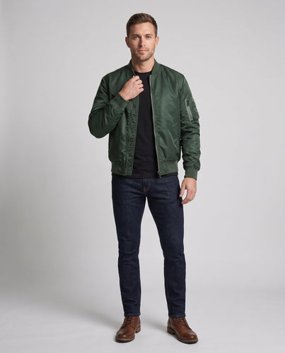 Herren Leichtgewicht Nylon Aviator Bomber mit Arm-Tasche und Zwei-Wege-Reißverschluss Shop nory