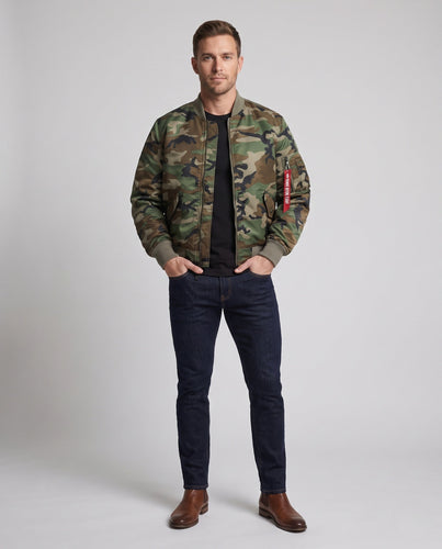 Herren Camouflage Bomberjacke mit praktischen Taschen Shop Nory